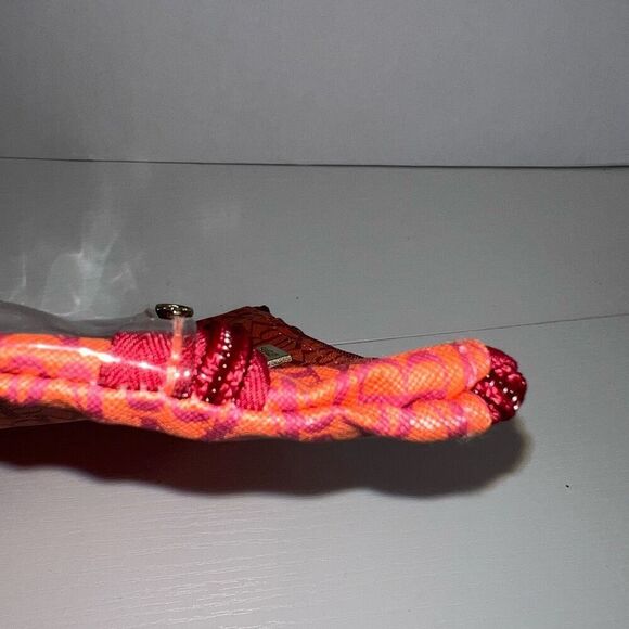 Badgley Mischka Orange Makeup Cosmetic Bag Kit Purse Tote Gold Tone Hardware - Picture 7 of 7